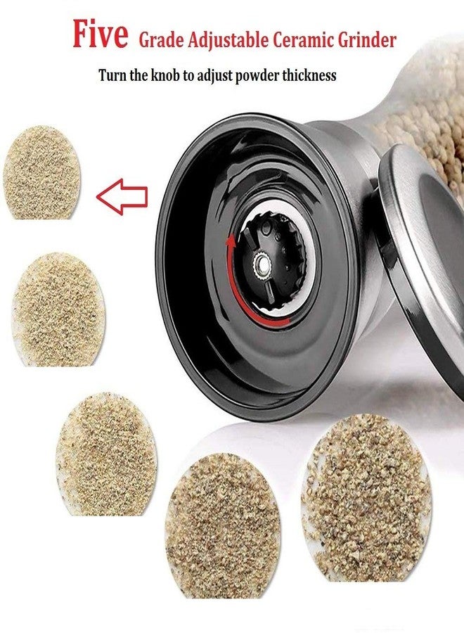 Chelory Salt and Pepper Grinder Set, Adjustable Coarseness Salt and Pepper Mills, Refillable Pepper and Salt Shakers with Premium Stainless Steel for Sea Salt, Black Peppercorn, Spices(2 pcs) - Image 3